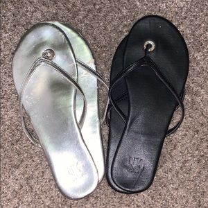 Silver and black Sandals